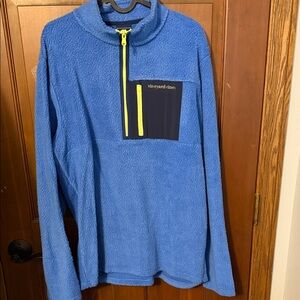 Vineyard Vines Electric Blue Fleece Quarter-Zip with Neon Yellow Accents
